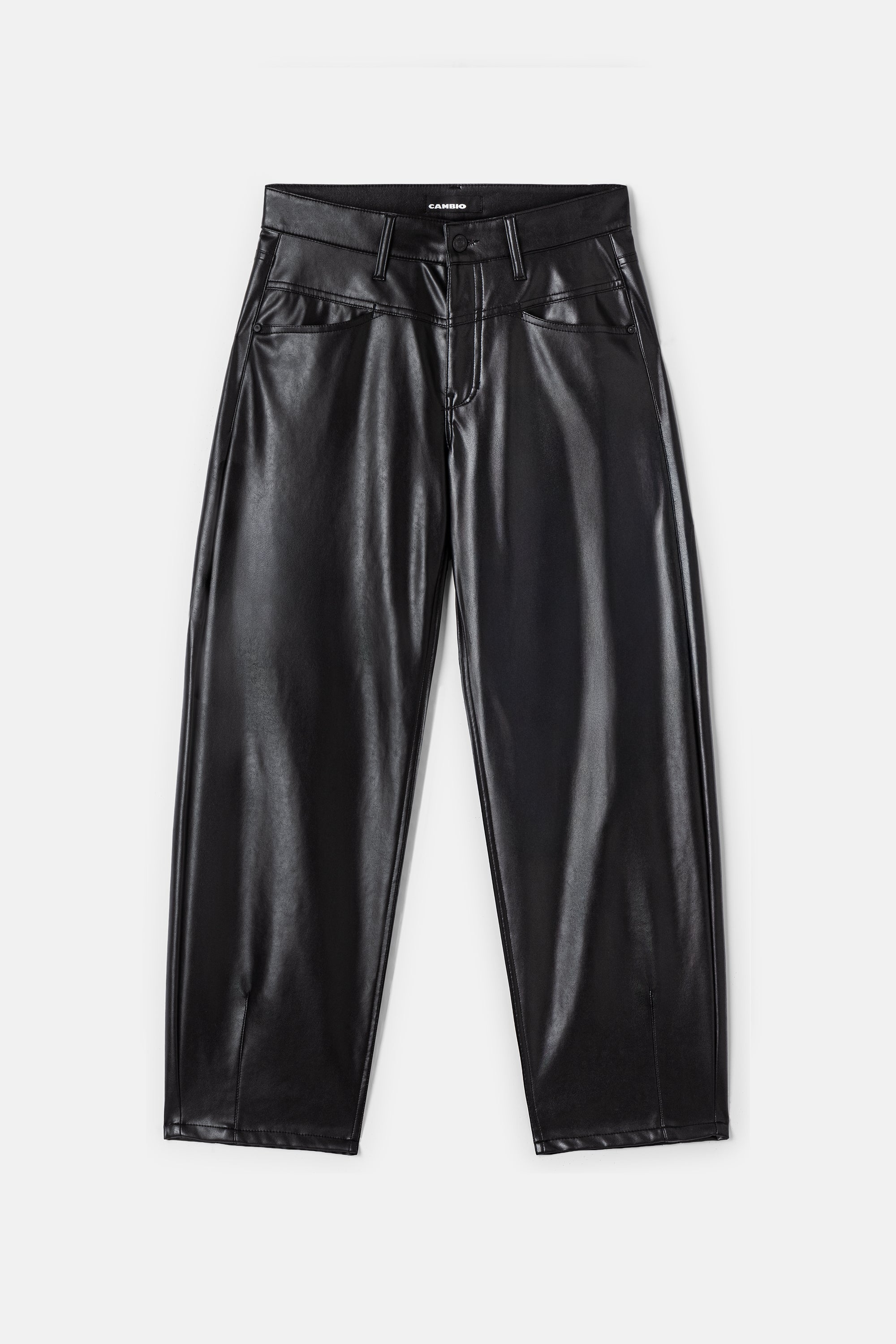 cambio-elin-barrel-hose-damen-cropped-schwarz-leder-optik image 3