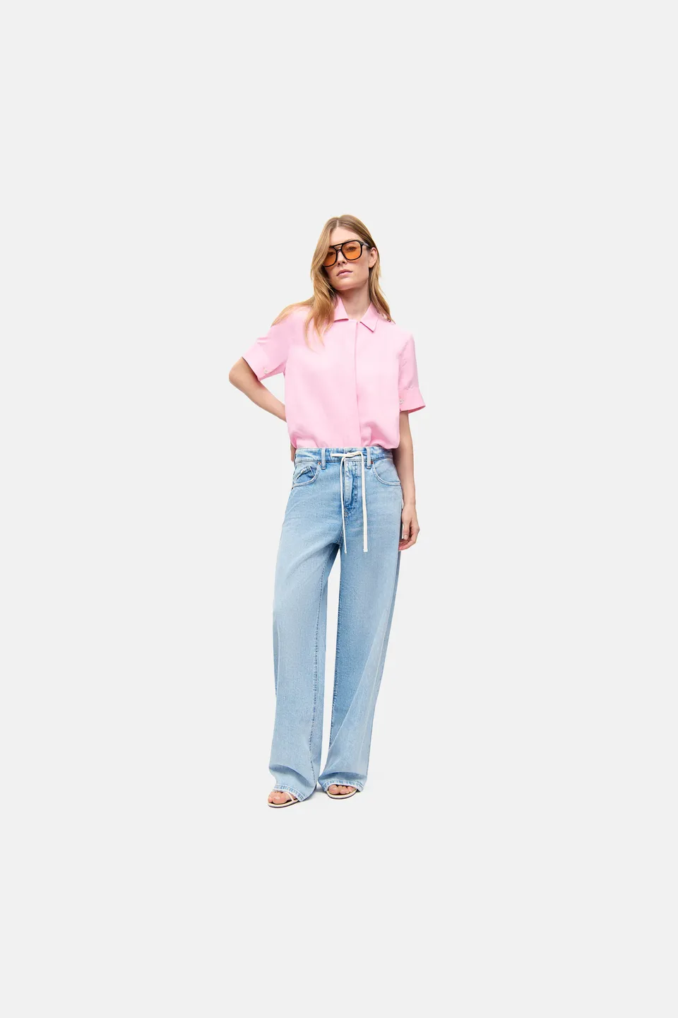 cambio-baggy-wide-leg-jeans-in-full-length-sun-bleach-blue-denim image 1