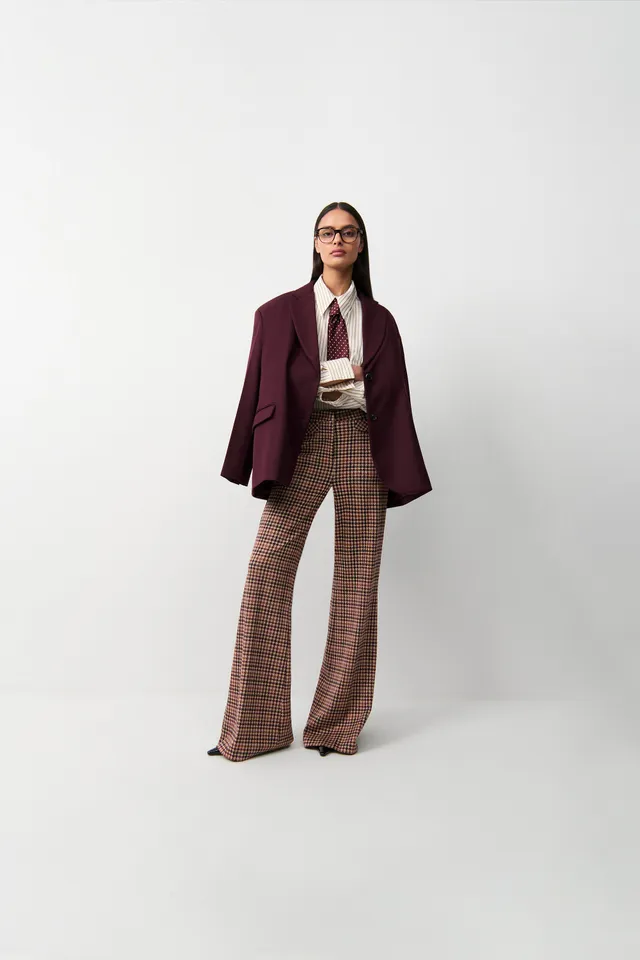 cambio-famous-flared-fit-hose-long-hahnentritt-jersey-jacquard-jersey-cinnamon image 1
